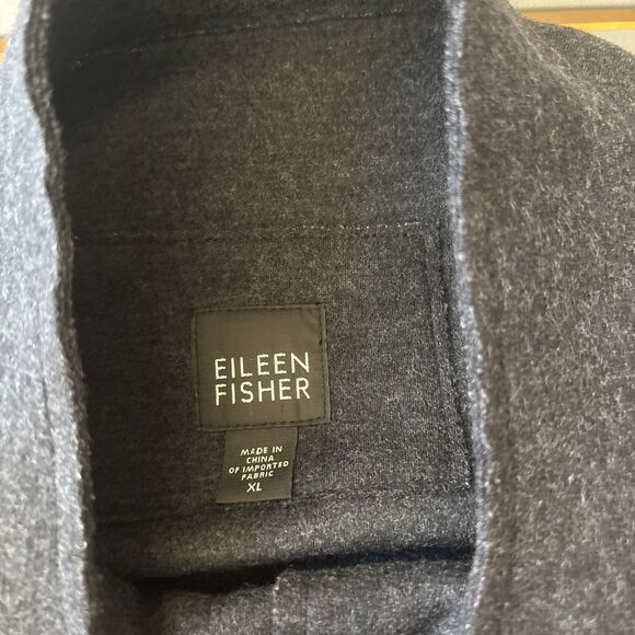 Eileen Fisher Jacket Womens XL Charcoal Gray Oversized Long Sleeve Button Front - Picture 4 of 7
